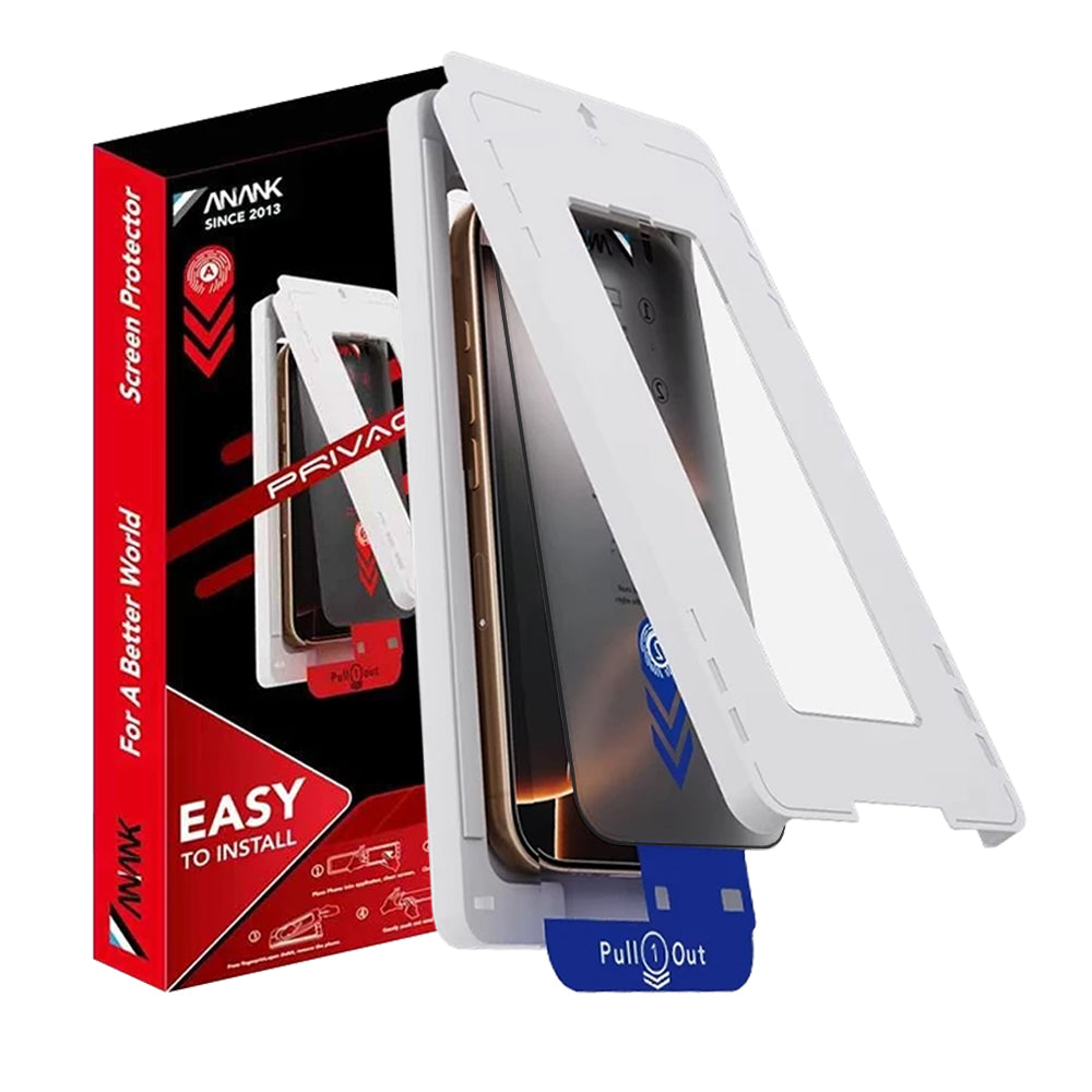 Schutzfolie Privacy Anank 5X Reinforced Applicator für Apple iPhone 17 Pro, Gehärtetes Glas, Full Glue, 2.5D