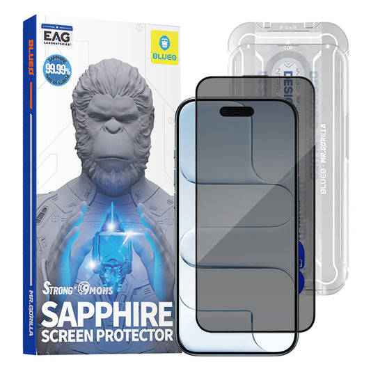 Film de protection Écran Privacy Blueo Sapphire Applicator Pro pour Apple iPhone 17 Air, Verre Trempé, Full Glue