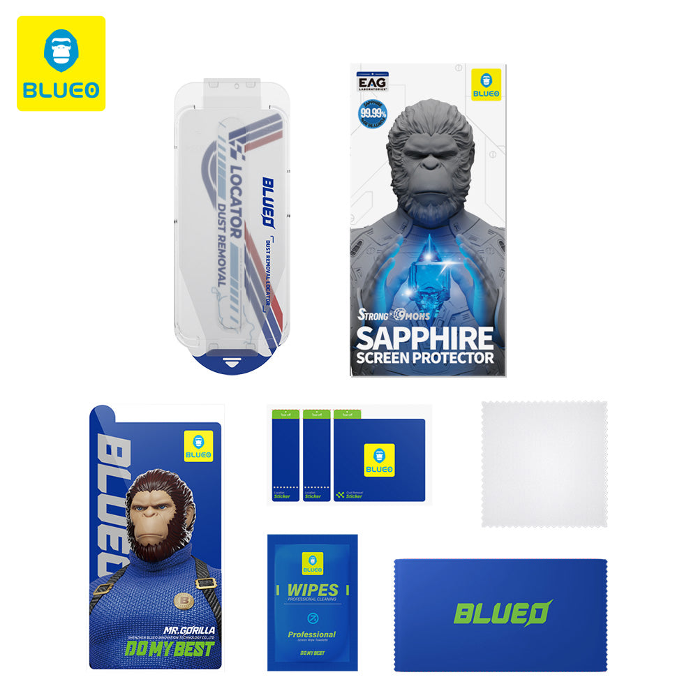 Beschermfolie Privacy Blueo Sapphire Applicator Pro voor Apple iPhone 17 Pro / 17 / 16 Pro, Gehard Glas, Volledige Lijm
