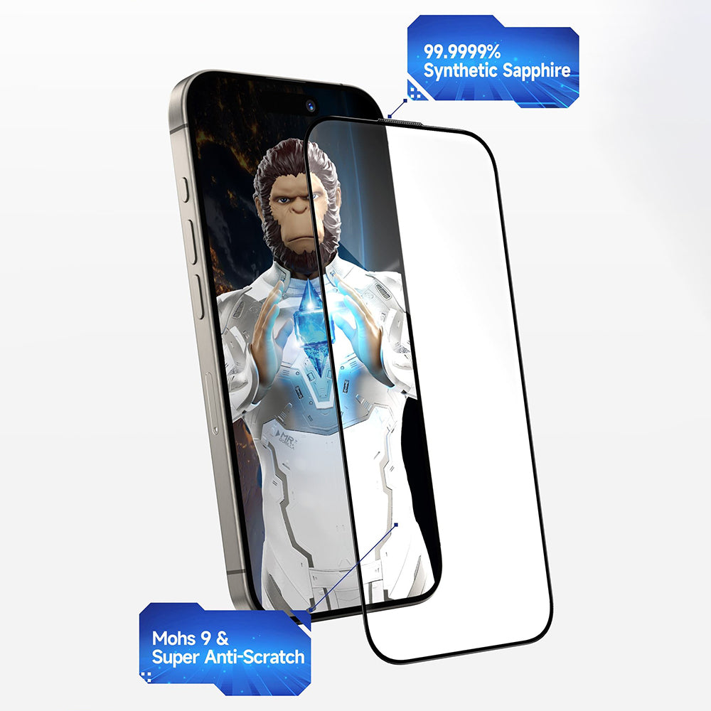 Beschermfolie Privacy Blueo Sapphire Applicator Pro voor Apple iPhone 17 Pro / 17 / 16 Pro, Gehard Glas, Volledige Lijm