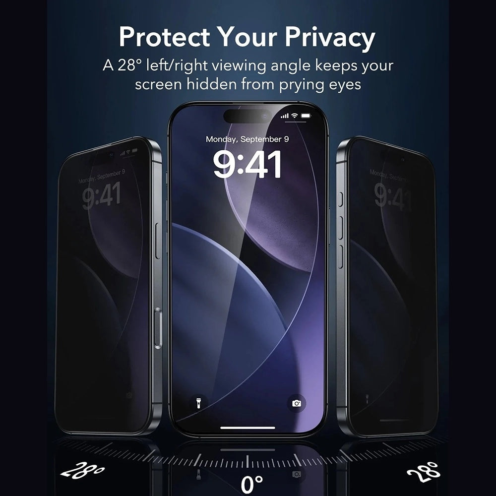 Privacy-schermbeveiligingsfolie ESR Armorite UltraFit voor Apple iPhone 17 Air, Gehard Glas, Volledige Lijm, Set van 3 stuks