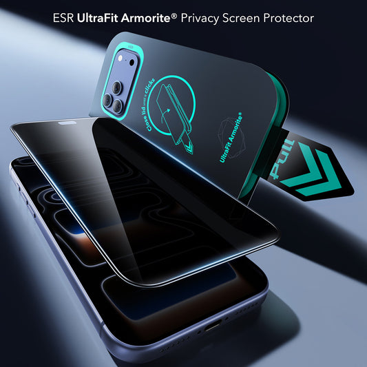 Privacy Screen Protector ESR Armorite UltraFit voor Apple iPhone 18 Pro, Gehard Glas, Volledige Lijm, Set van 2 stuks