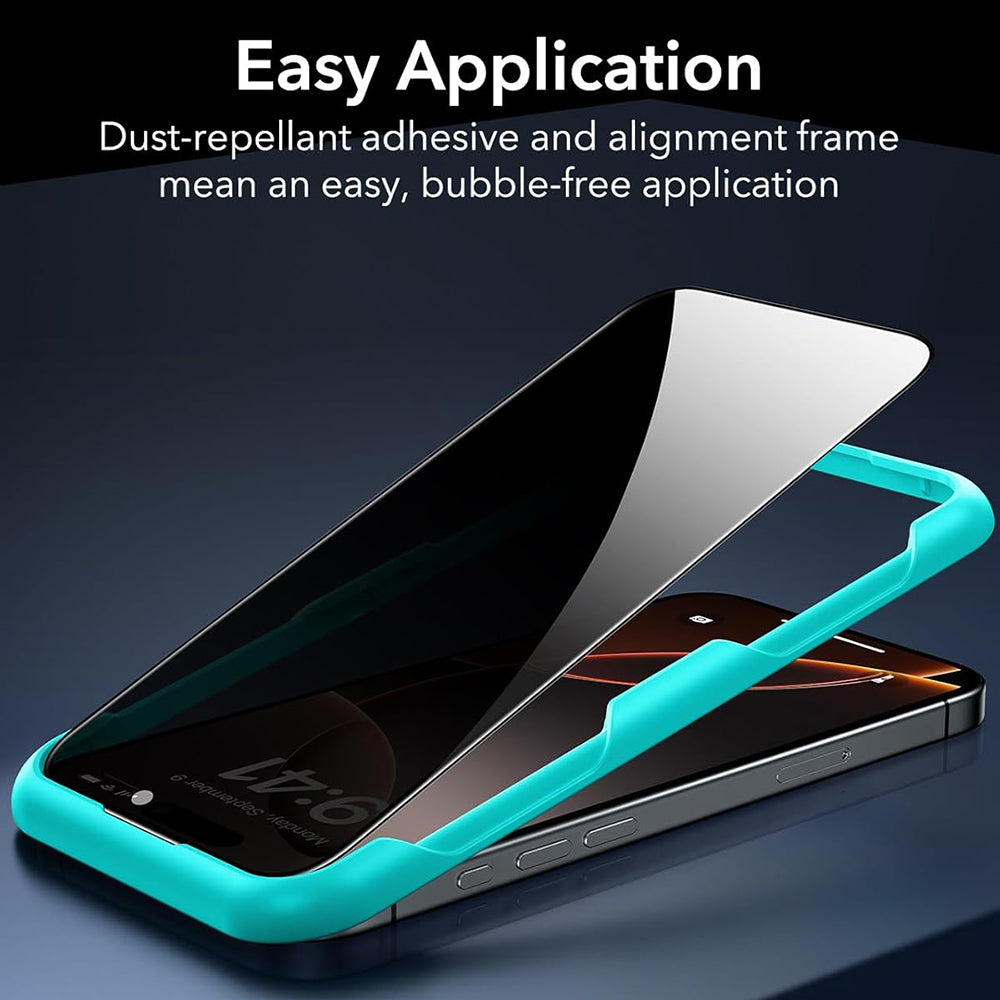 Privacy ESR schermbeschermfolie voor Apple iPhone 17 / 16 Pro, Gehard Glas, Volledige Lijm, Set van 3 stuks