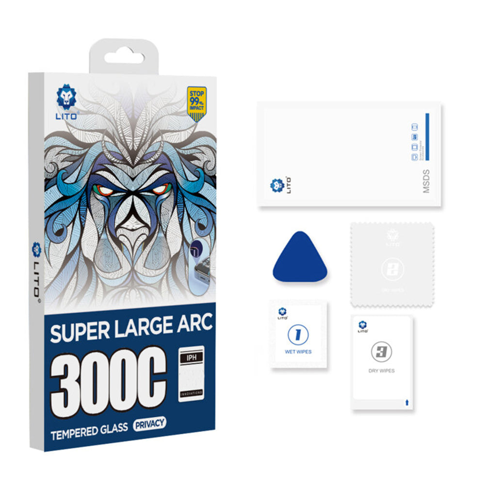 Privacy Screen Protector Lito D+ Max 300C voor Apple iPhone 17 Air, Gehard Glas, Volledige Lijm