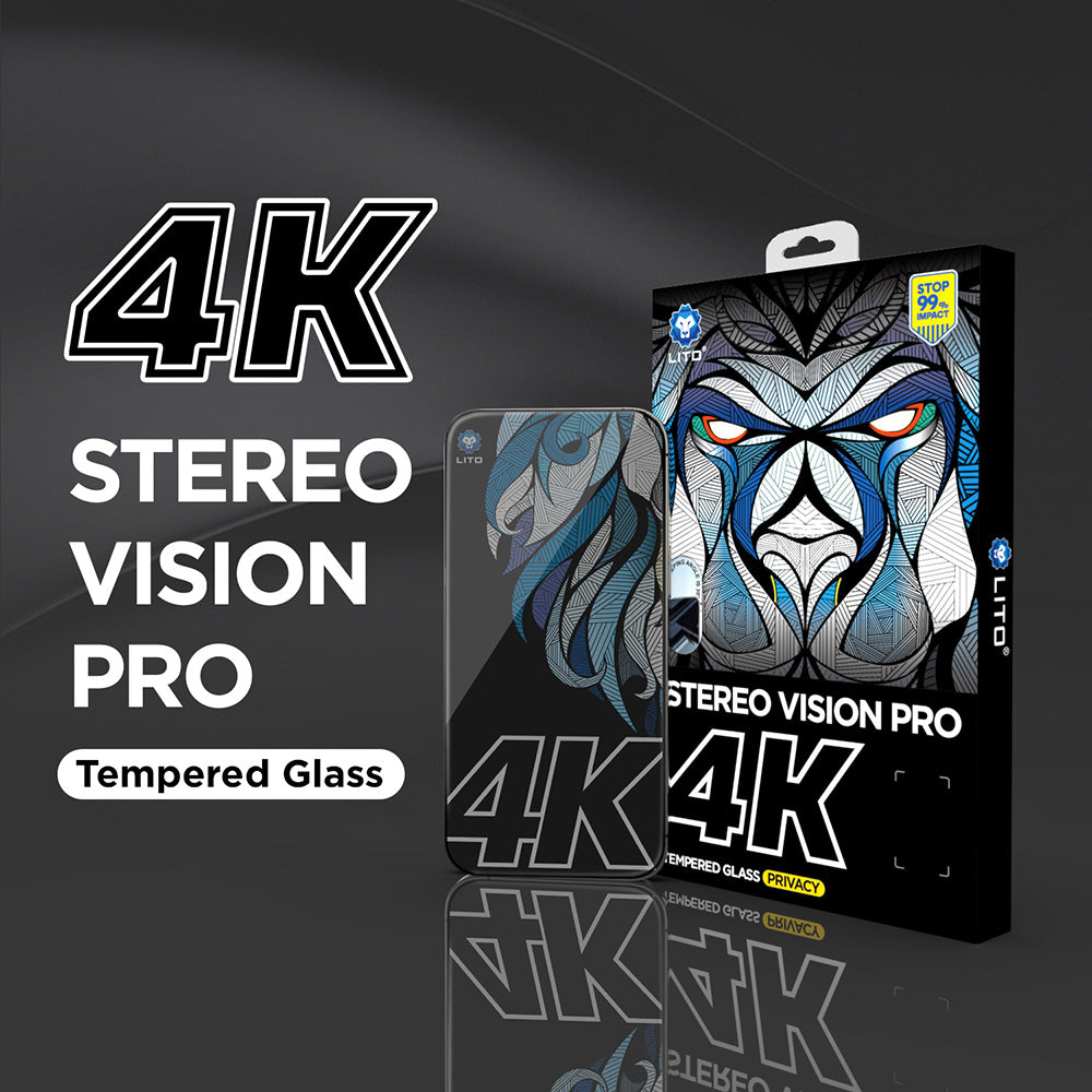 Privacy Screen Protector Lito D+ Max 4K voor Apple iPhone 17 / 16 Pro, Gehard Glas, Volledige Lijm