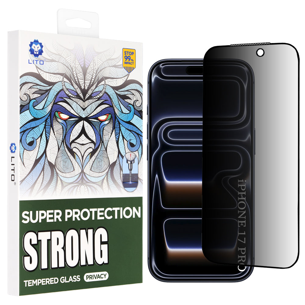 Beschermfolie Privacy Scherm Lito D+ Max Strong voor Apple iPhone 17 Pro, Gehard Glas, Volledige Lijm