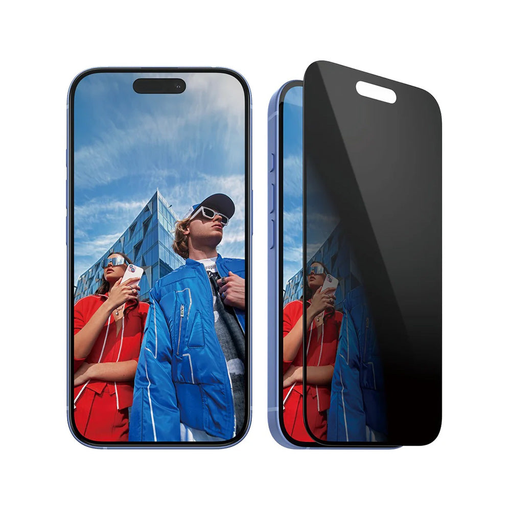 Privacy-schermbeveiligingsfolie PanzerGlass Ultra-Wide Fit EasyAligner voor Apple iPhone 16 / 15, Gehard Glas, Volledige Lijm