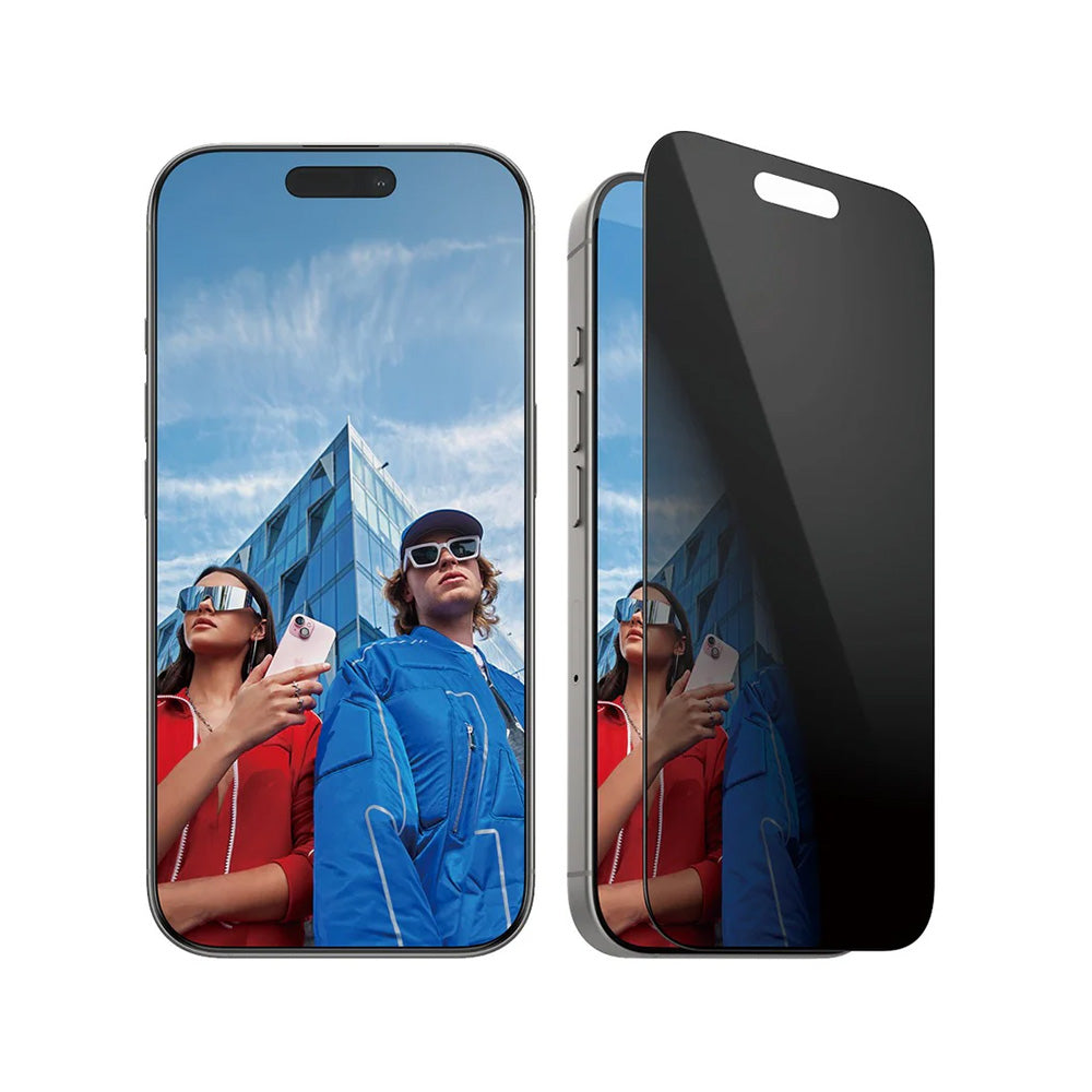 Beschermfolie Privacy Scherm PanzerGlass Ultra-Wide Fit EasyAligner voor Apple iPhone 16 Pro, Gehard Glas, Volledige Lijm