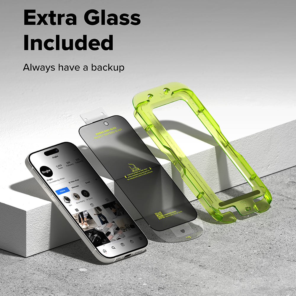 Privacy Screen Protector Ringke Easy Slide voor Apple iPhone 18 Pro Max / 17 Pro Max, Gehard Glas, Volledige Lijm, Set van 2 stuks