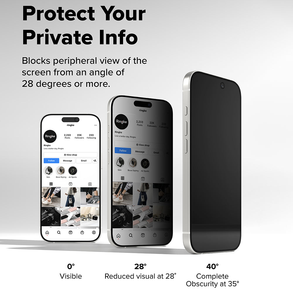Privacy Screen Protector Ringke Easy Slide voor Apple iPhone 18 Pro Max / 17 Pro Max, Gehard Glas, Volledige Lijm, Set van 2 stuks
