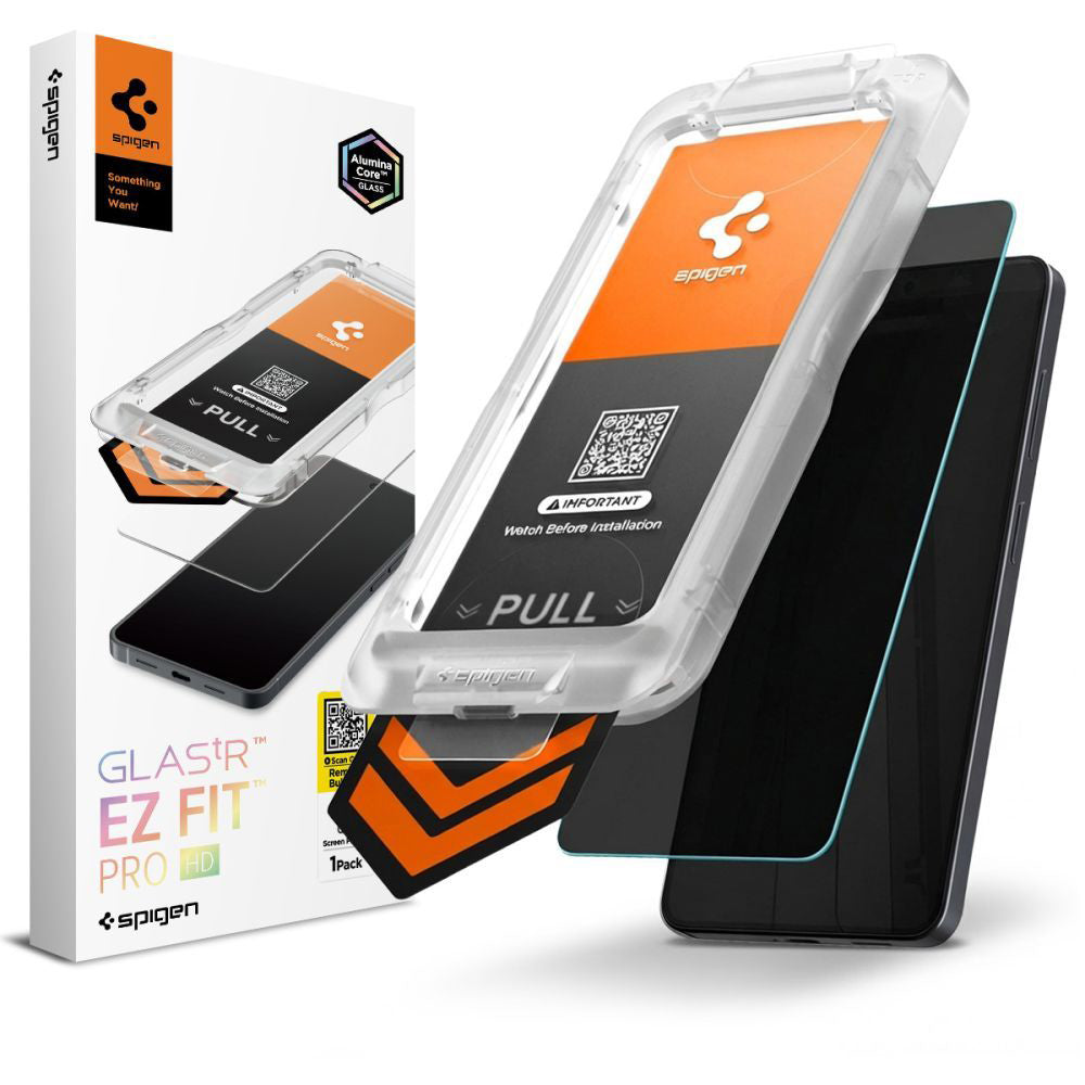 Schutzfolie Privacy Spigen GlastR EZ FIT Pro HD für Samsung Galaxy S26 Plus S947, Gehärtetes Glas, Full Glue AGL11087