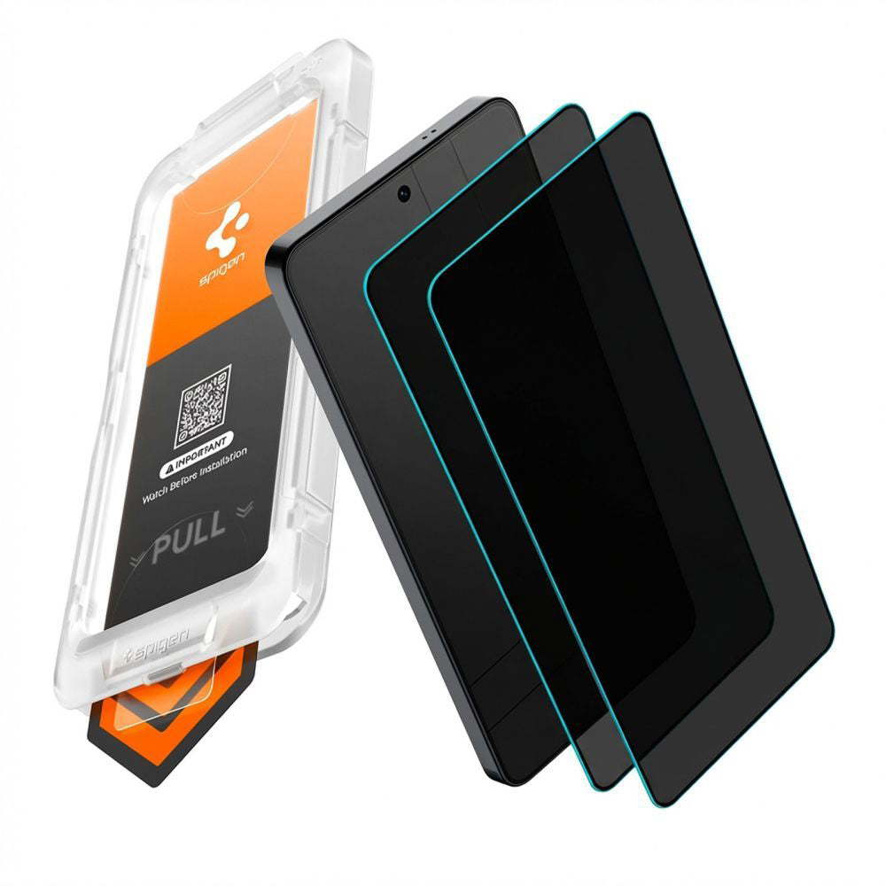 Displayschutzfolie Privacy Spigen GlastR EZ FIT Pro HD für Samsung Galaxy S26 S942, Gehärtetes Glas, Vollverklebung, Set 2 Stück AGL11096
