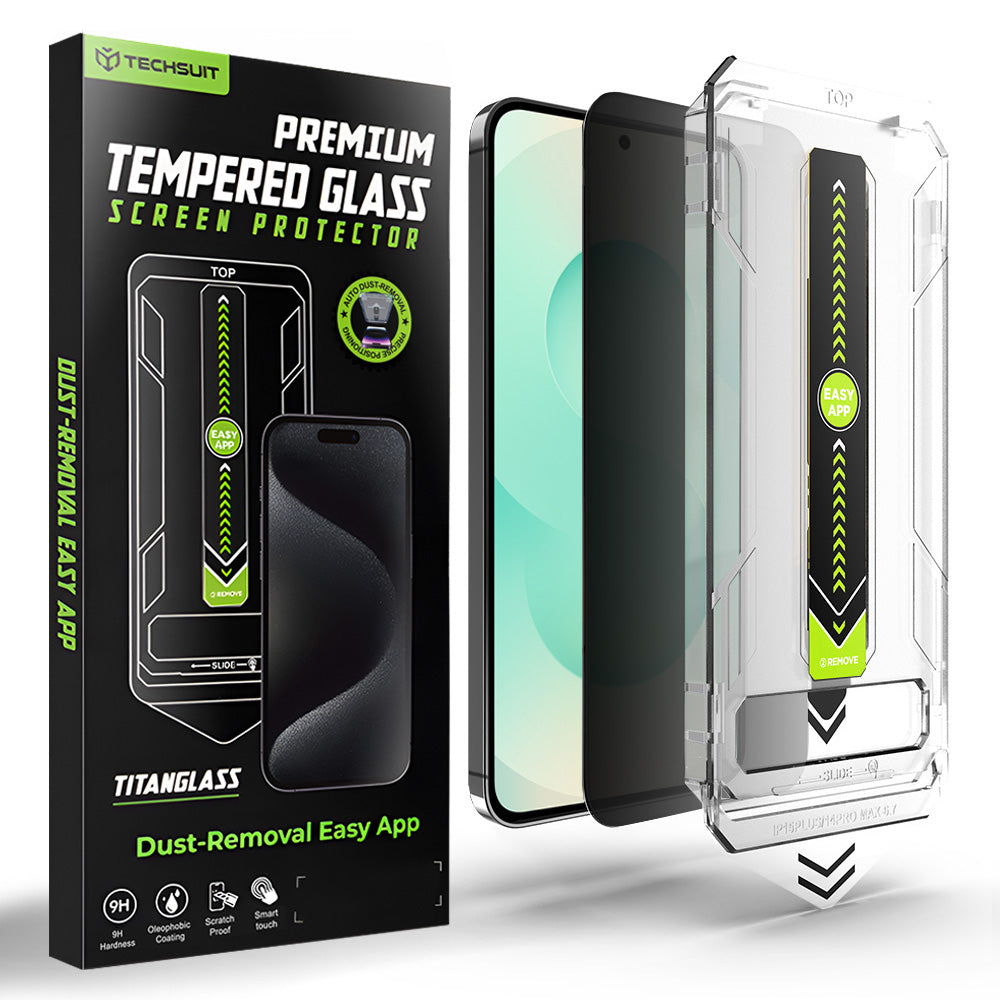 Schutzfolie Privacy Techsuit TitanGlass CrystalHD für Samsung Galaxy S26 Plus, gehärtetes Glas, Vollverklebung