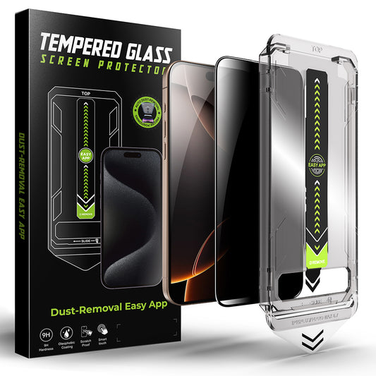 Privacy Techsuit TitanGlass schermbeschermfolie voor Apple iPhone 17 / 16 Pro, Gehard Glas, Volledige Lijm