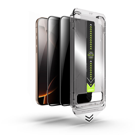 Beschermfolie Privacy Techsuit TitanGlass voor Apple iPhone 17 / 16 Pro, Gehard Glas, Volledige Lijm, Set van 2 Stuks