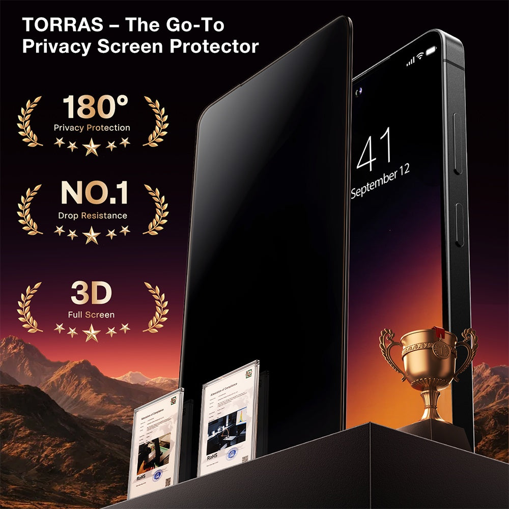 Film de protection écran Privacy Torras GlassGo Install Master pour Samsung Galaxy S26 Ultra S948, Verre Trempé, Full Glue