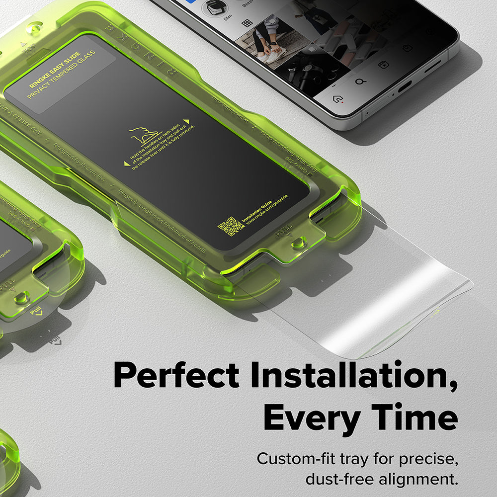 Schermbeveiligingsfolie Ringke Easy Slide voor Samsung Galaxy S26 S942, Gehard Glas, Volledige Lijm, Set van 2 stuks, Zwart