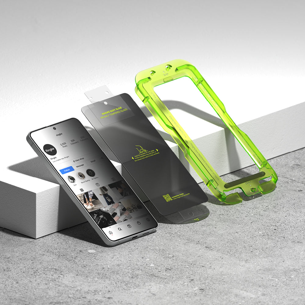 Schermbeveiligingsfolie Ringke Easy Slide voor Samsung Galaxy S26 S942, Gehard Glas, Volledige Lijm, Set van 2 stuks, Zwart