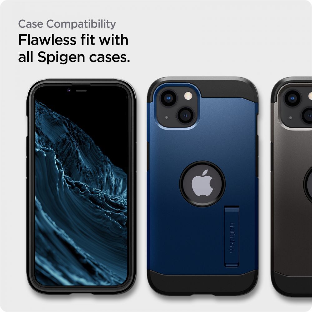 Spigen GlastR Align Master schermbeschermfolie voor Apple iPhone 17e / 16e / 14 / 13 Pro, Gehard Glas, Volledige Lijm, Zwart AGL03725