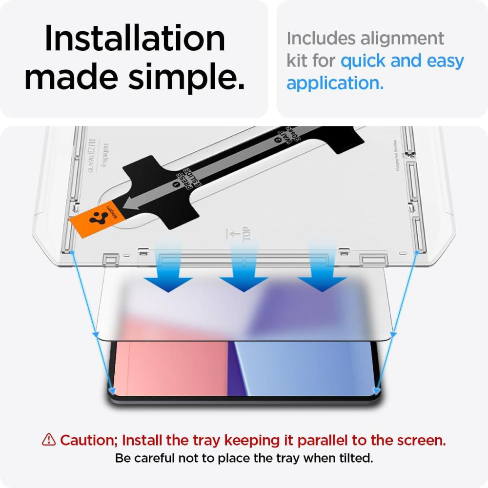 Schutzfolie Spigen GlastR EZ FIT für Apple iPad Pro 13 (2024), gehärtetes Glas, Full Glue AGL07793