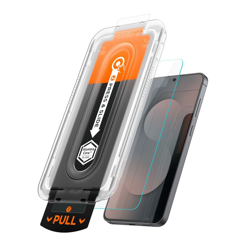 Film de protection écran Spigen GlastR EZ FIT Pro HD pour Samsung Galaxy S25 FE, Verre Trempé, Full Glue, Set 2 pièces AGL10202