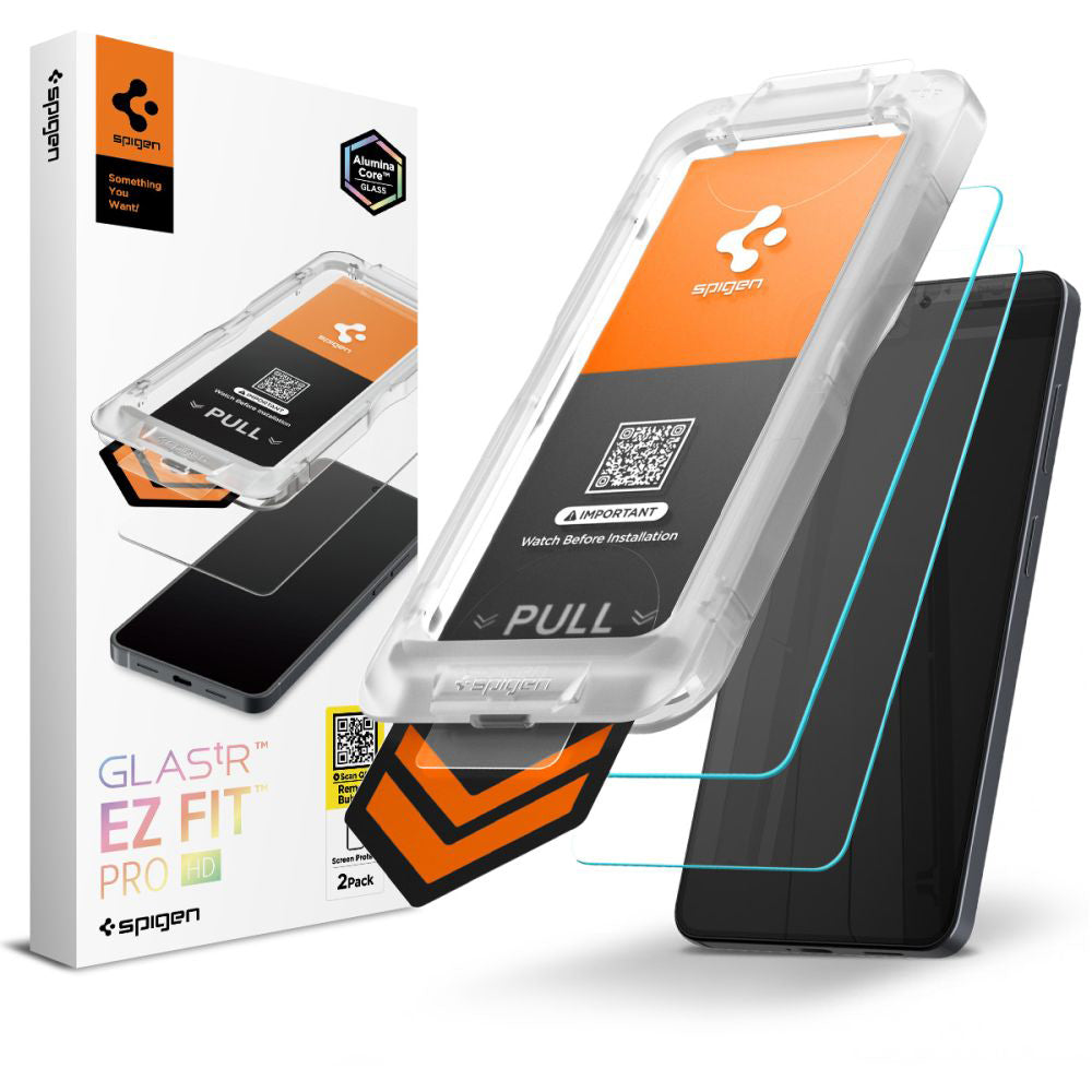 Schutzfolie Spigen GlastR EZ FIT Pro HD für Samsung Galaxy S26 S942, Gehärtetes Glas, Vollverklebung, Set mit 2 Stück AGL11095