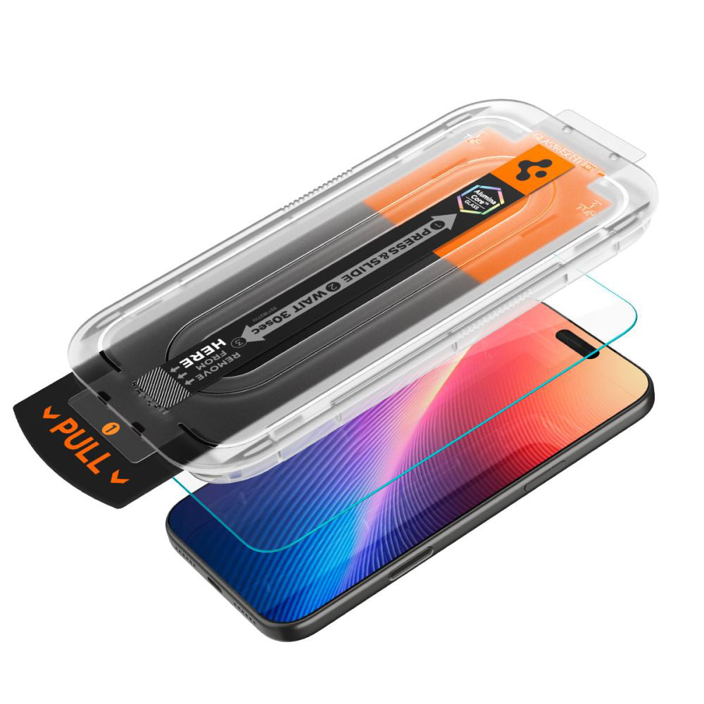 Beschermfolie Scherm Spigen GlastR EZ FIT Pro voor Apple iPhone 17 Pro / 17 / 16 Pro, Gehard Glas, Volledige Lijm