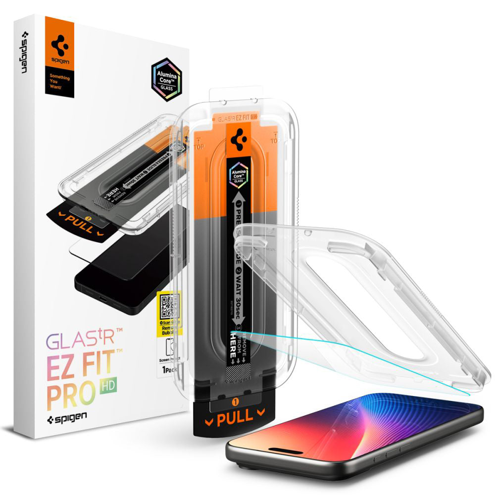 Beschermfolie Scherm Spigen GlastR EZ FIT Pro voor Apple iPhone 17 Pro Max / 16 Pro Max, Gehard Glas, Volledige Lijm