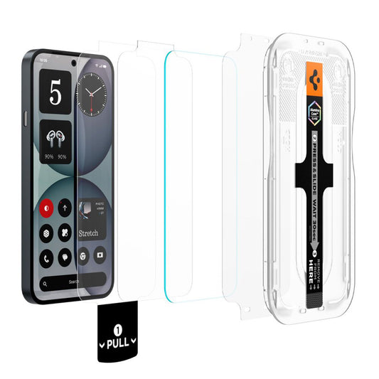Spigen GlastR EZ FIT Pro schermbeschermfolie voor Nothing Phone (4a), gehard glas, full glue, set van 2 stuks AGL11682