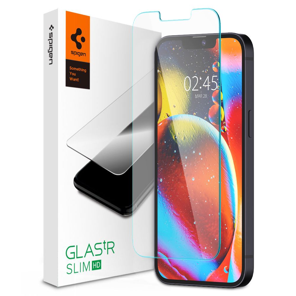 Spigen GlastR Slim schermbeschermfolie voor Apple iPhone 17e / 16e / 14 / 13 Pro, Gehard Glas, Volledige Lijm