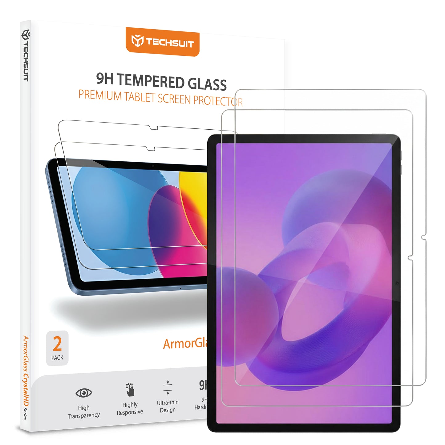 Beschermfolie Techsuit ArmorGlass CrystalHD voor Lenovo Idea Tab Pro, Gehard Glas, Volledige Lijm, Set van 2 stuks