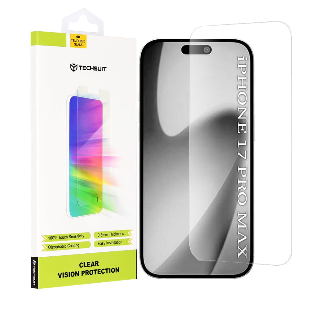 Beschermfolie Techsuit Clear Vision voor Apple iPhone 17 Pro Max, Gehard Glas, Volledige Lijm