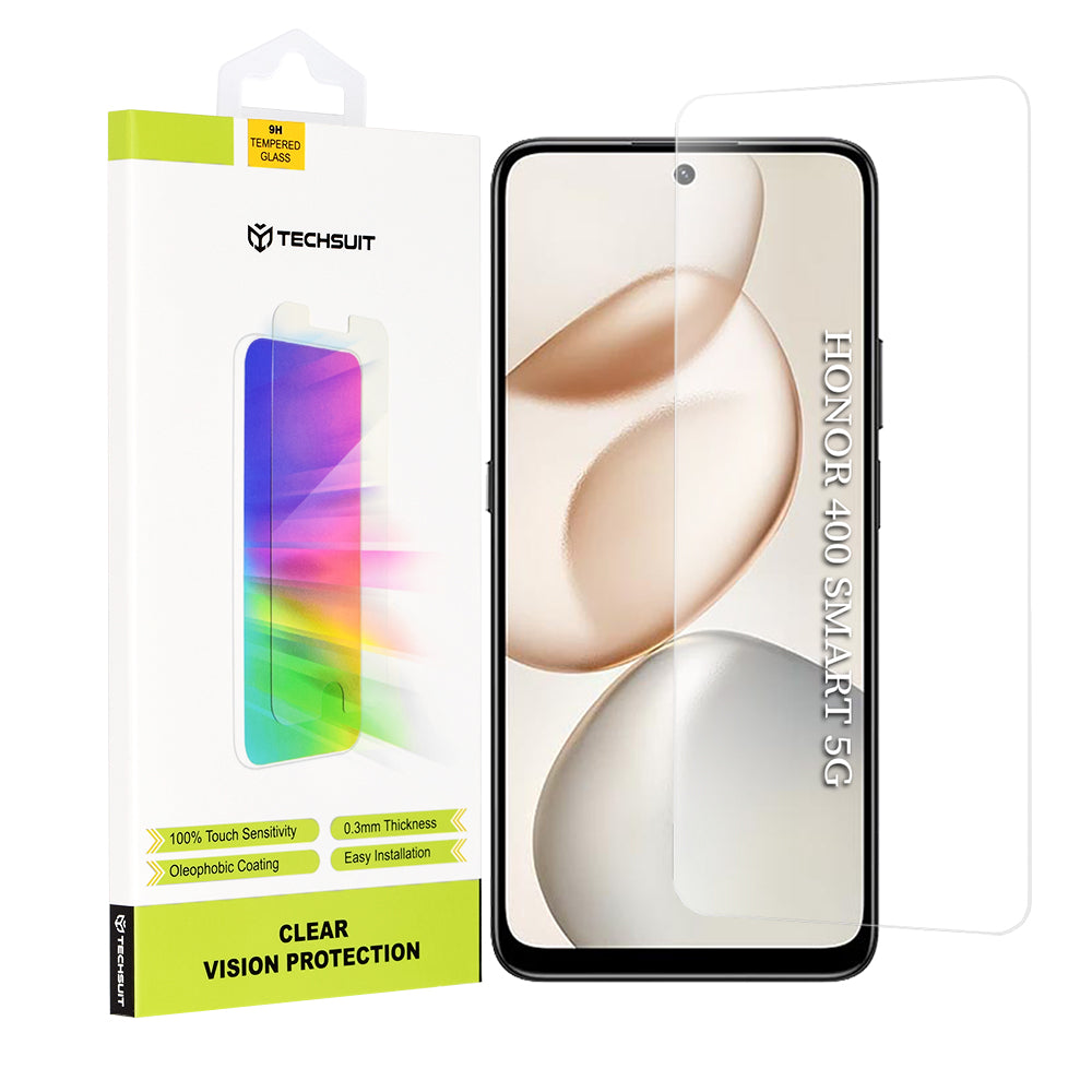 Beschermfolie Techsuit Clear Vision voor Honor 400 Smart 4G / X7d 4G / 400 Smart 5G / X7c / 200 Smart, Gehard Glas, Volledige Lijm