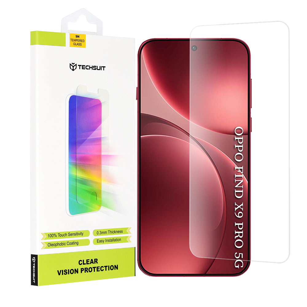 Film de protection d'écran Techsuit Clear Vision pour Oppo Find X9 Pro, Verre Trempé, Full Glue