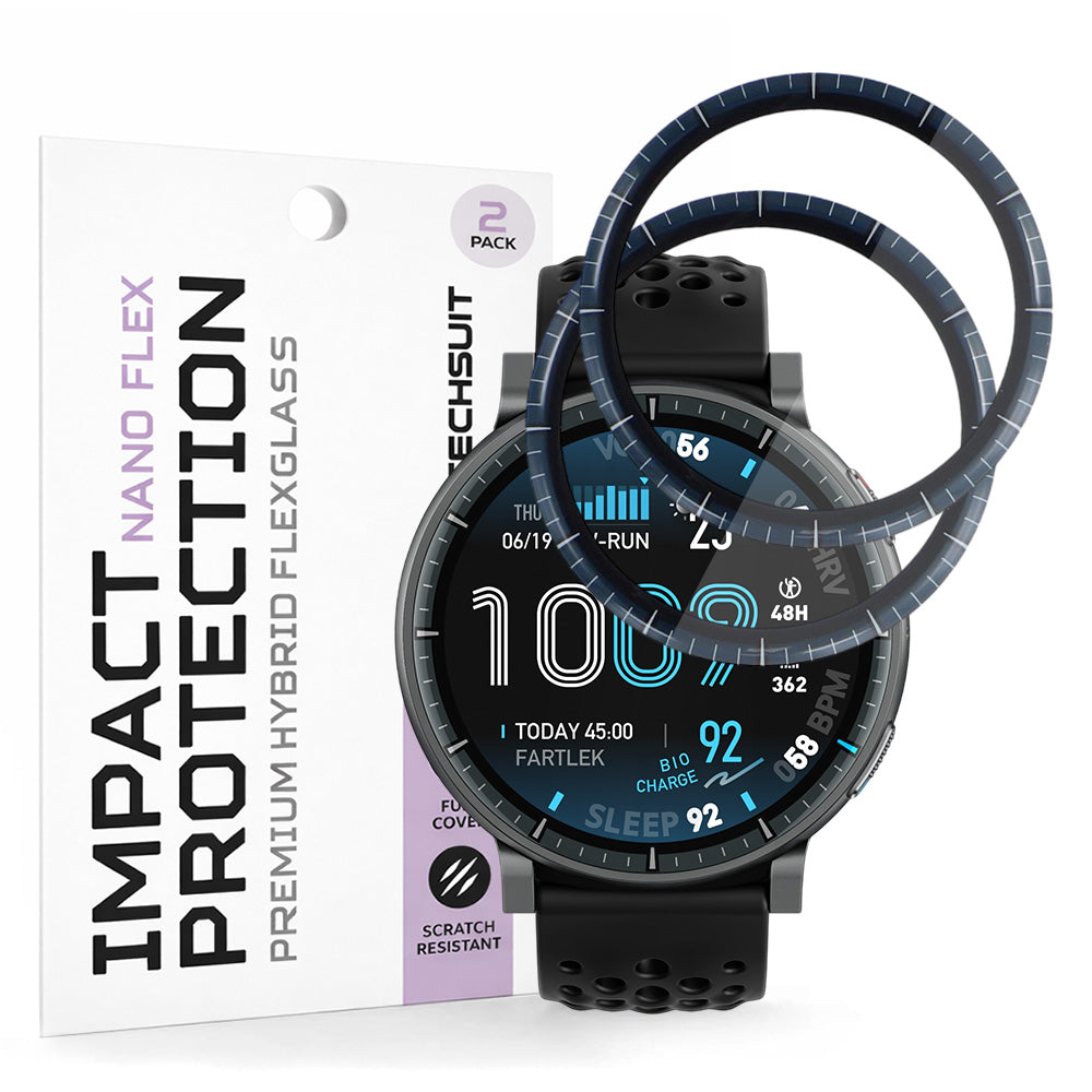Beschermfolie Techsuit Nano Flex voor Amazfit Active Max, Plastic, Set van 2 stuks, Zwart