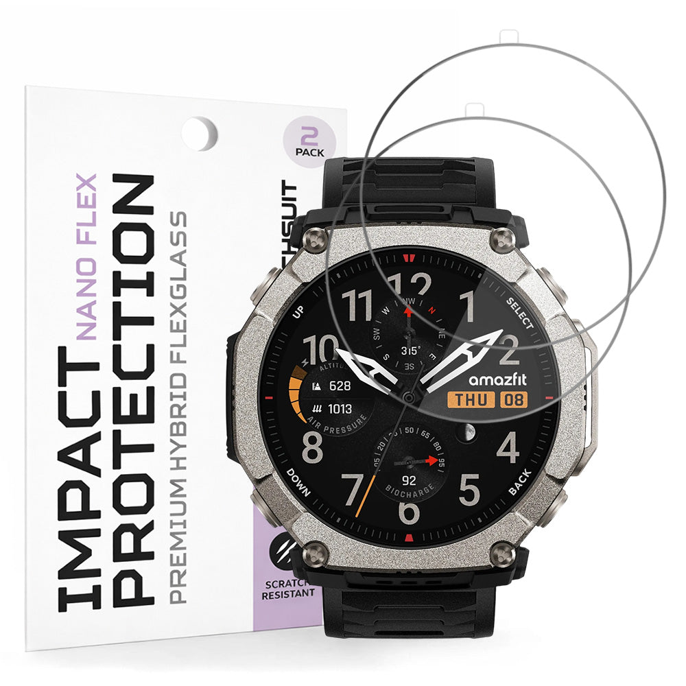 Beschermfolie Techsuit Nano Flex voor Amazfit T-Rex Ultra 2, Plastic, Set van 2 stuks, Zwart
