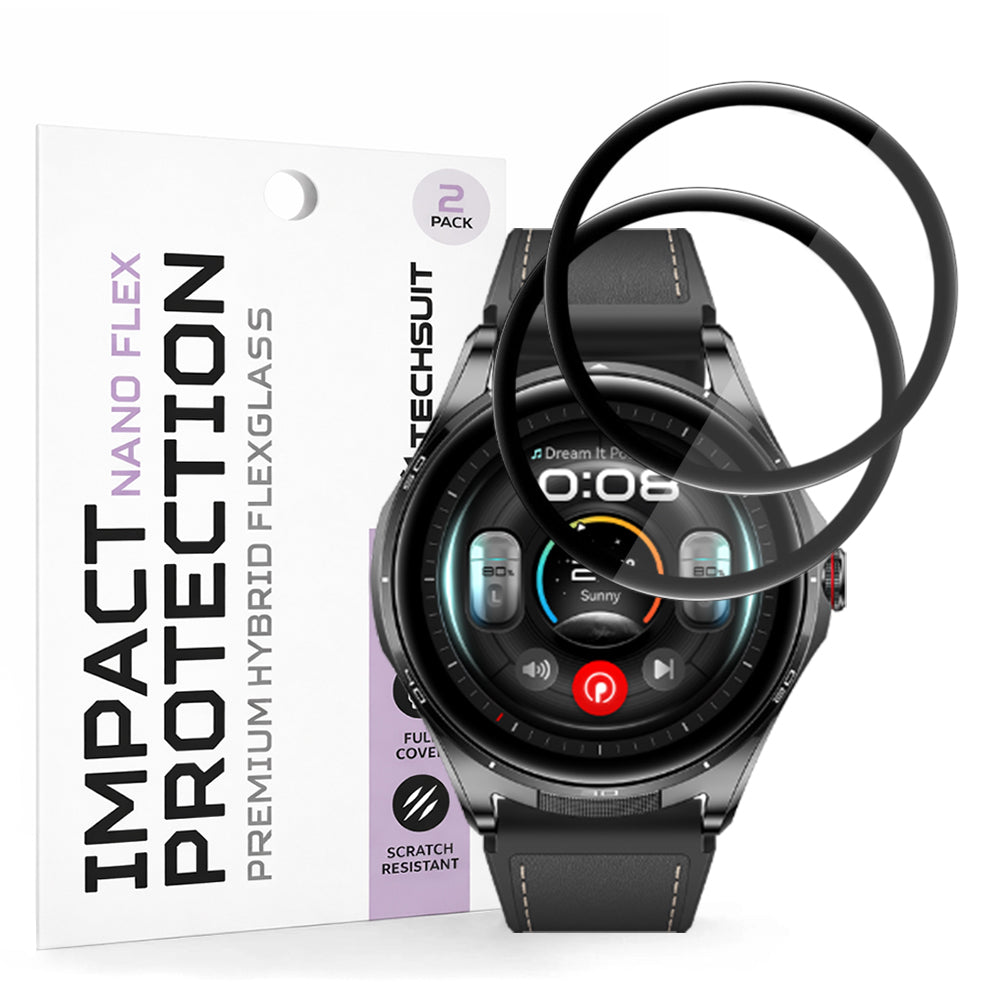 Film de protection d'écran Techsuit Nano Flex pour Huawei Watch Buds 2, Plastique, Lot de 2 pièces, Noir