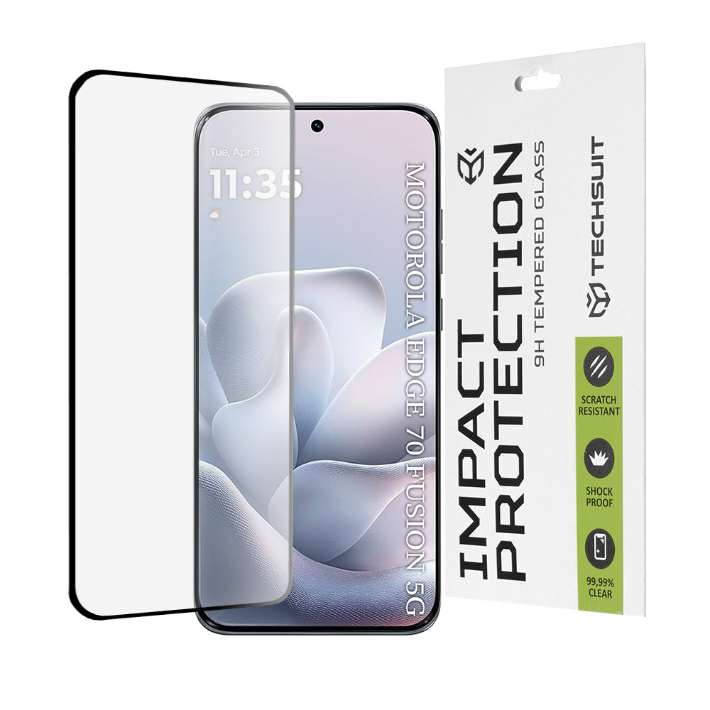 Film de protection écran Techsuit pour Motorola Edge 70 Fusion, Verre Trempé, Full Glue, 111D, Noir