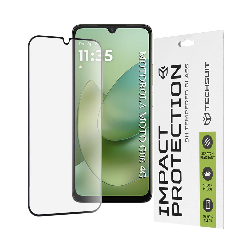 Film de protection d'écran Techsuit pour Motorola Moto G06 Power / G06, Verre Trempé, Full Glue, 111D, Noir