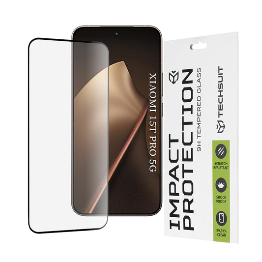 Film de protection d'écran Techsuit pour Xiaomi 15T Pro, Verre Trempé, Full Glue, 111D, Noir