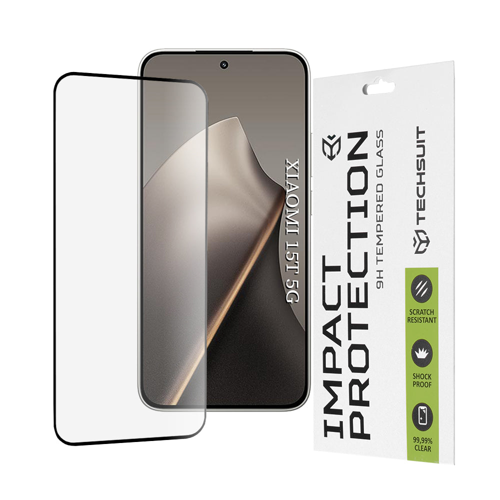 Beschermfolie Techsuit Scherm voor Xiaomi 15T, Gehard Glas, Volledige Lijm, 111D, Zwart