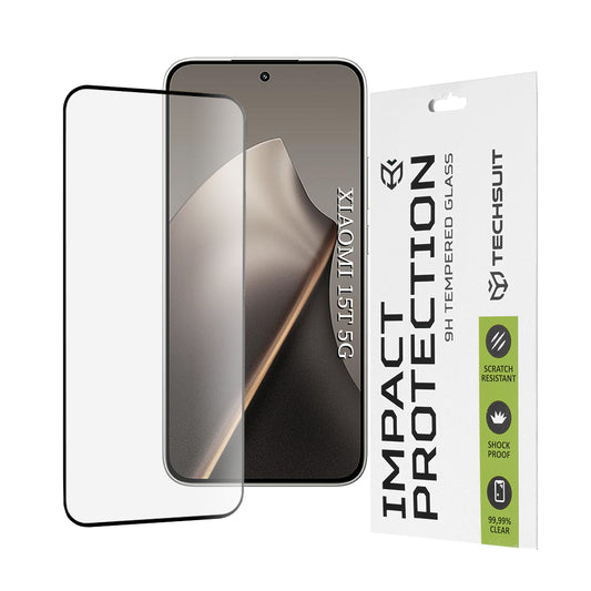 Film de protection d'écran Techsuit pour Xiaomi 15T, Verre Trempé, Full Glue, 111D, Noir