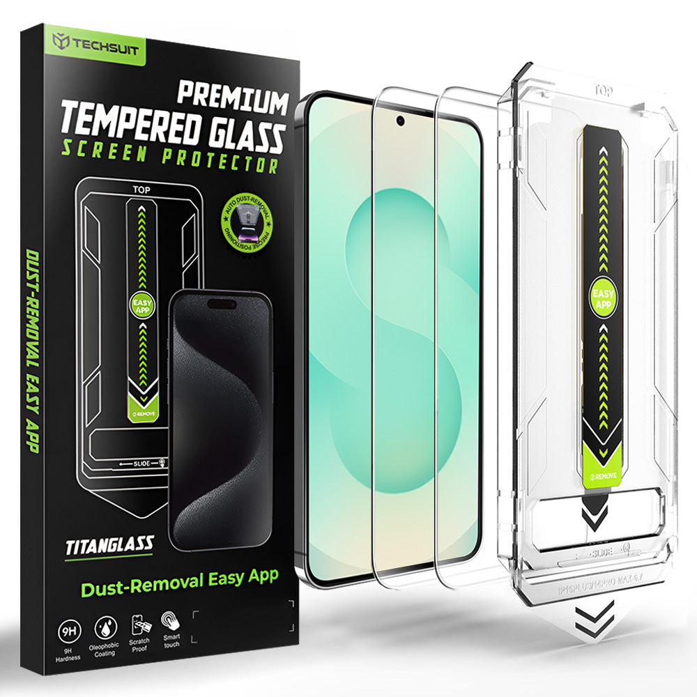 Schutzfolie Techsuit TitanGlass CrystalHD für Samsung Galaxy S26 Plus S947, gehärtetes Glas, Full Glue, Set mit 2 Stück.