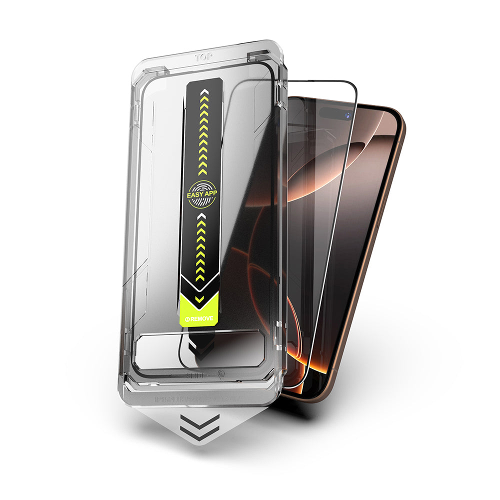 Schutzfolie Techsuit TitanGlass für Apple iPhone 17 / 16 Pro, gehärtetes Glas, Full Glue, Schwarz