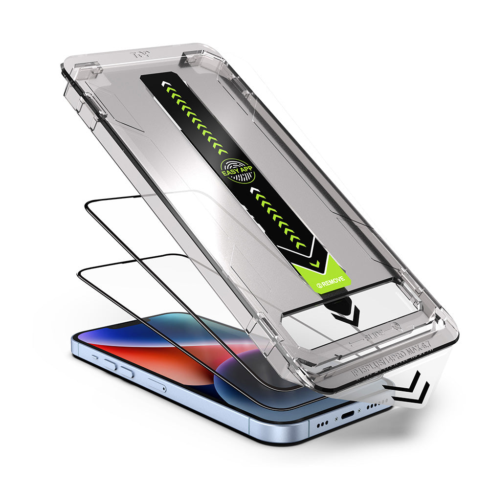 Film de protection d'écran Techsuit TitanGlass pour Apple iPhone 17 / 16 Pro, Verre Trempé, Full Glue, Set de 2 pièces, Noir.