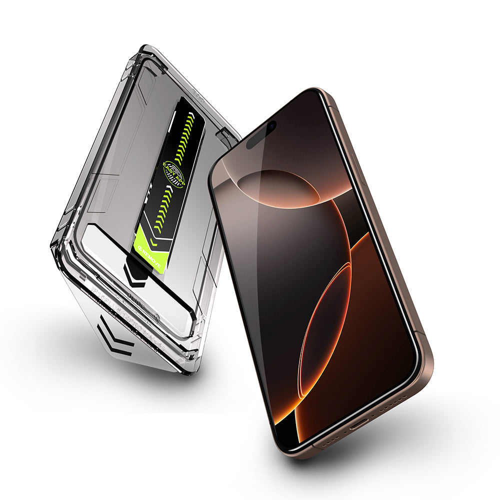 Film de protection d'écran Techsuit TitanGlass pour Apple iPhone 17 / 16 Pro, Verre Trempé, Full Glue, Set de 2 pièces, Noir.