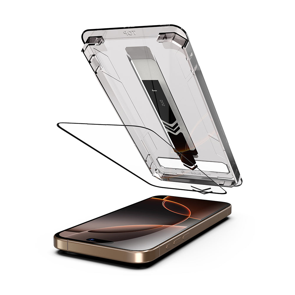 Film de protection d'écran Techsuit TitanGlass pour Apple iPhone 17 / 16 Pro, Verre Trempé, Full Glue, Set de 2 pièces, Noir.