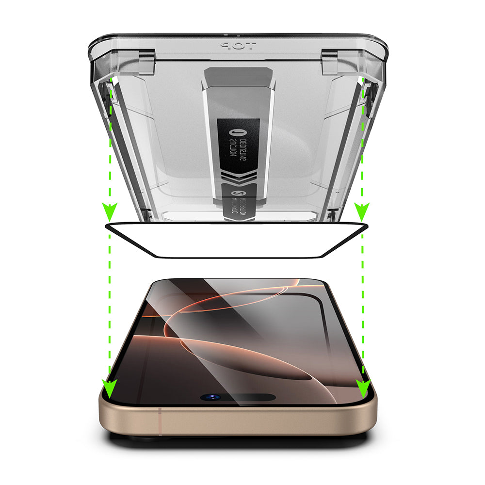 Film de protection d'écran Techsuit TitanGlass pour Apple iPhone 17 / 16 Pro, Verre Trempé, Full Glue, Set de 2 pièces, Noir.