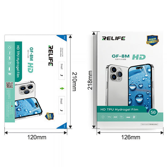 Hydrogel-/TPU-Folie Relife GF-8M für UV-Vakuum-Laminiergerät Sunshine C3 Mix Ultra, 120mm x 210mm, Set 50 Stück