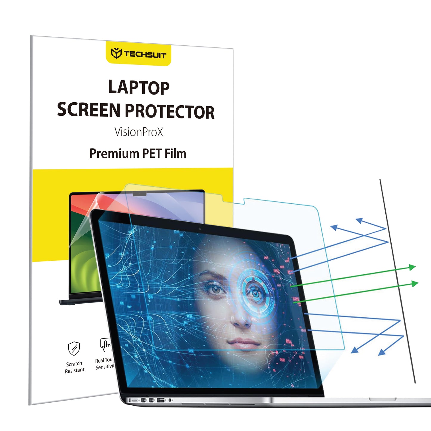 Film de Protection Écran Anti Lumière Bleue Techsuit VisionProX pour Apple MacBook Pro 14 pouces (2023), Plastique